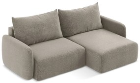 Divano angolare beige allungabile/con contenitore (con penisola a destra) Kalena – Makamii