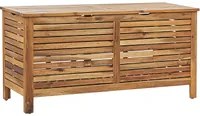 Cassa baule cesta da giardino in legno chiaro di acacia 130 x 64 cm con coperchio per mobili da esterno