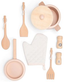 Cucina in legno - rosa con rattan