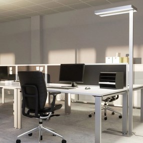 Arcchio Piantana LED Logan Neo, argento, dimmerabile, metallo Arcchio, dimmerabile, Alluminio / Grigio / Zincato, Studio / Ufficio, Alluminio, Moderno
