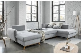 Divano letto a U grigio chiaro, angolo destro Scandic Lagom - Miuform