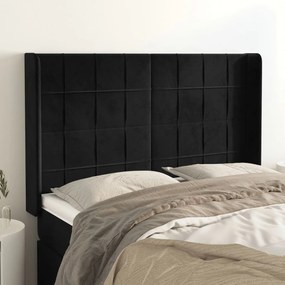 Testiera Ad Orecchio Nera 147x16x118/128 Cm İn Velluto /