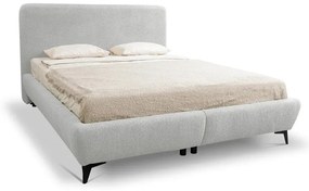 Letto matrimoniale imbottito grigio chiaro con contenitore con rete inclusa 160x200 cm Makapu – Makamii