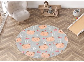Tappeto per bambini grigio e marrone lavabile ø120 cm Cute Teddies – Vitaus