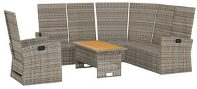 Set Divani da Giardino 3 pz con Cuscini in Polyrattan Grigio