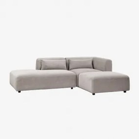 Divano Componibile Angolare In 2 Pezzi Con Chaise Longue Sinistra E Pouf Fogler Velluto A Coste Grigio Talpa Chiaro - Sklum