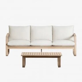 Set da giardino con divano 3 posti in legno di acacia Dunein Legno - Sklum