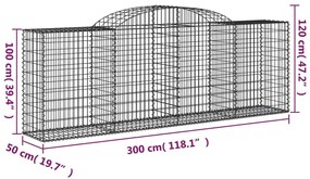 Cesti Gabbioni ad Arco 3 pz 300x50x100/120 cm Ferro Zincato