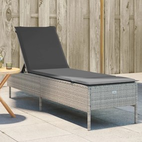 Lettino Prendisole Con Cuscino Grigio Chiaro İn Polyrattan /