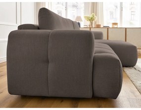 Divano angolare grigio tortora allungabile e con contenitore (penisola a destra/chaise lounge) con rivestimento in ciniglia Fuji – Bobochic Paris