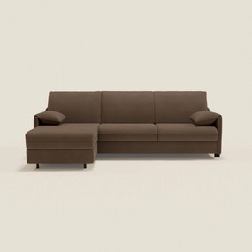 Primula divano letto angolare con materasso H18 cm - penisola contenitore in tessuto smacchiabile T05