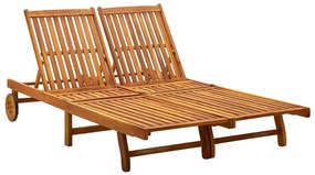 Lettino Prendisole Per 2 Persone İn Legno Massello Di Acacia /