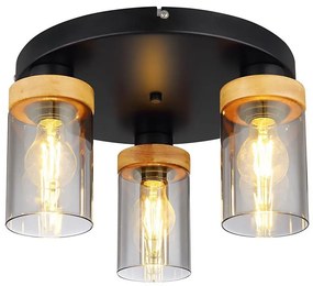 Globo 15557-3D - Lampadario a plafone FINCA 3xE27/40W/230V metallo/legno