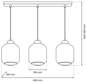 Lampadario a sospensione con filo SOMBRA 3xE27/60W/230V grigio