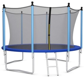 Costway Tappeto elastico da esterno 366 cm per bambini e adulti, Tappeto elastico con rete di sicurezza per saltare