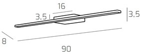 Applique Moderna Line Metallo Cromo Diffusore Acrilico B Led 14,4W Calda 90Cm