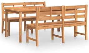 Set da Pranzo per Giardino 3 pz in Legno Massello di Teak