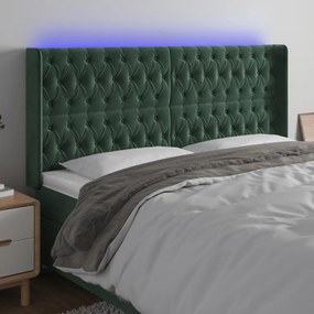 Testiera A Led Verde Scuro 203x16x118/128 Cm İn Velluto /