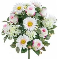 Set 2 Bouquet Artificiale Rose/Gerbera per 16 Fiori Beige