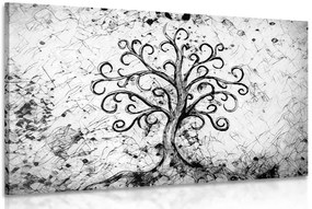 Stampa su tela – Simbolo dell'albero della vita in bianco e nero
