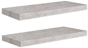 Scaffali a parete 2 pz grigio cemento 60x23,5x3,8 cm in mdf