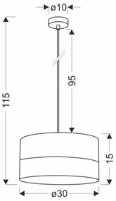 Lampadario a sospensione con filo BIANCO 1xE27/40W/230V bianco/marrone
