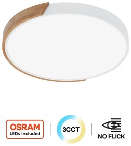 Plafoniera LED Rotonda 36W CCT, Ø500mm, Legno/Bianco Colore Bianco Variabile CCT