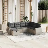 Set Divani da Giardino 7pz con Cuscini Grigio Chiaro Polyrattan 3264148