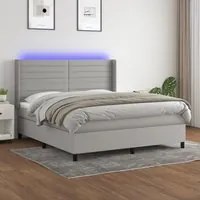 Letto a Molle Materasso e LED Grigio Chiaro 180x200 cm Tessutocod mxl 123261