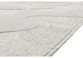 Tappeto in lana grigio chiaro 133x190 cm Morphic Botanica - Agnella