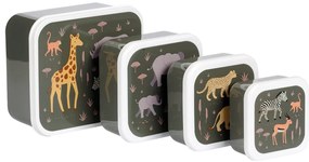 A Little Lovely Company - set di quattro scatole merenda - animali della savana