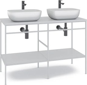 Mobile bagno da terra con lavabo L 120 x H 92 x P 45.5 cm bianco per doppia vasca Outline
