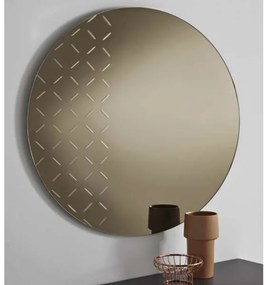 Specchio tondo D110 cm con decoro inciso ASTRO Bronzo