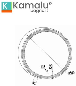 Kamalu - specchio bagno led rotondo ø50 cm con laccio colore nero kana-50