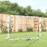 Porta Calcio con Rete Bianca e Nera 184x61x123 cm Acciaio e PE 93735