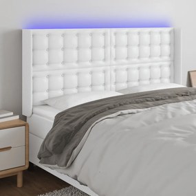 Testiera A Led Bianco 163x16x118/128 Cm İn Similpelle /