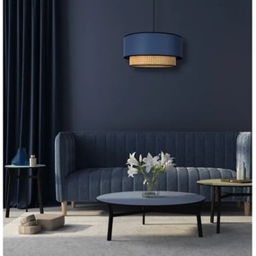 Duolla - Lampadario a sospensione con filo BOHO 1xE27/15W/230V diametro 45 cm blu/rattan