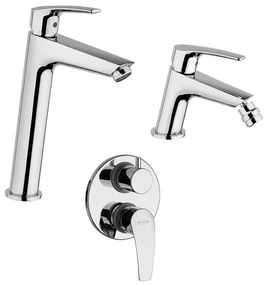 Set rubinetti Lucente Jacuzzi | Rubinetteria Lavabo alto e bidet per piletta click clack con incasso doccia due uscite con deviatore