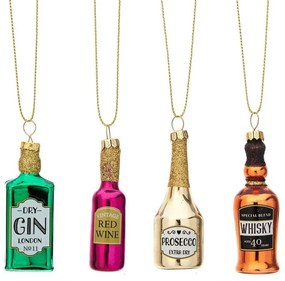 Decorazioni per albero di natale in set in vetro fatte a mano 4 pz 10 cm Christmas Cheer – Sass & Belle