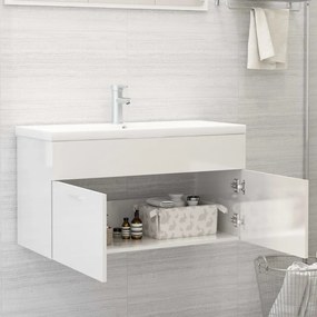 Mobile bagno con lavabo integrato bianco lucido in truciolato