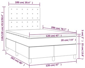 Letto a Molle con Materasso e LED Grigio Scuro 120x200 cm