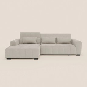 Doric Divano angolare con penisola e sedute allungabili con relax elettrico - poggiatesta reclinabili in tessuto smacchiabile T23