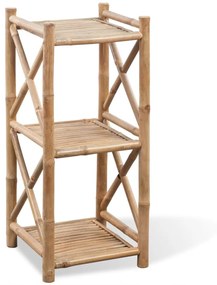 Scaffale A 3 Piani Quadrati İn Legno Di Bambù /