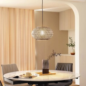 Lindby lampada a sospensione Nerys, 1 luce, nero, bambù, Ø 38 cm