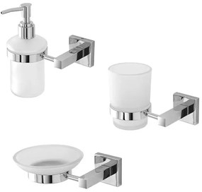 Set accessori a muro 3 pezzi in metallo cromato e viti incluse Rock