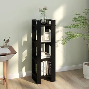 Libreria/Divisorio Nero 41x35x125 cm in Legno Massello di Pino