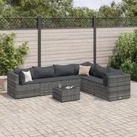 Set Divani da Giardino 7 pz con Cuscini in Polyrattan Grigio 3308146