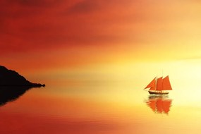 Carta da parati – Barca a vela arancione
