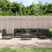 Set Salotto da Giardino 7 pz con Cuscini Antracite in Acciaio 3186889