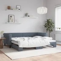 Divano Letto con Letto Estraibile Grigio Scuro 90x200cm Velluto 3197772